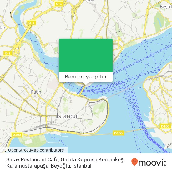 Saray Restaurant Cafe, Galata Köprüsü Kemankeş Karamustafapaşa, Beyoğlu harita