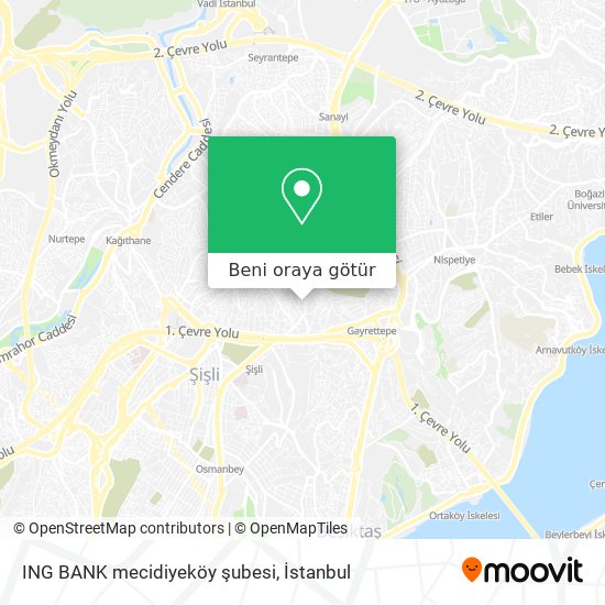 ING BANK mecidiyeköy şubesi harita