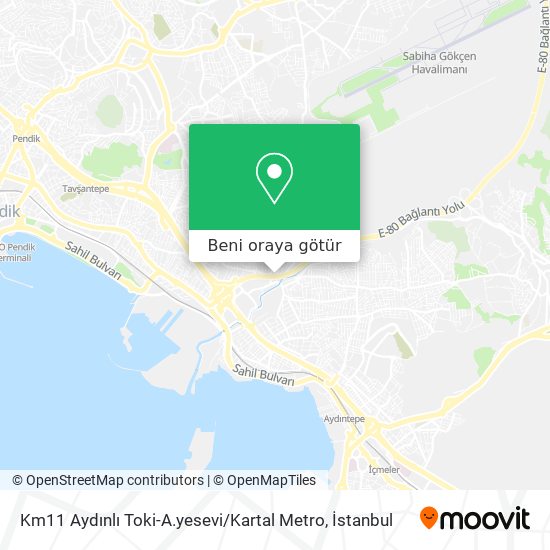 Km11 Aydınlı Toki-A.yesevi / Kartal Metro harita