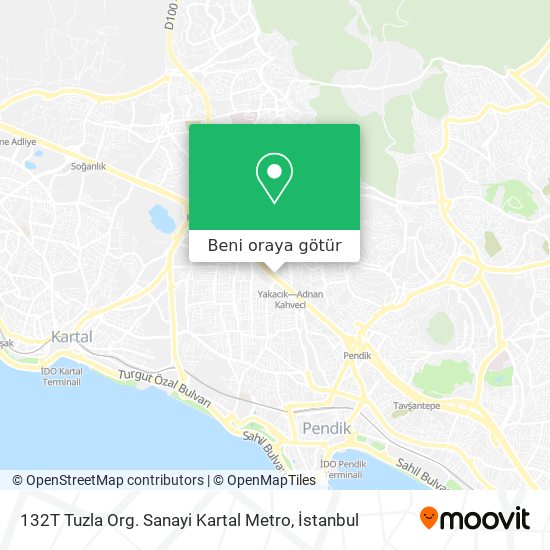 132T Tuzla Org.  Sanayi Kartal Metro harita