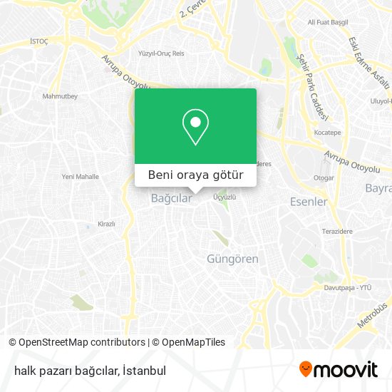 halk pazarı bağcılar harita