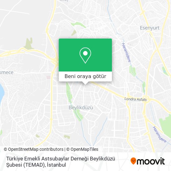 Türkiye Emekli Astsubaylar Derneği Beylikdüzü Şubesi (TEMAD) harita
