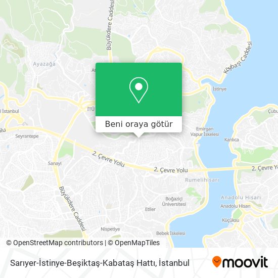 Sarıyer-İstinye-Beşiktaş-Kabataş Hattı harita