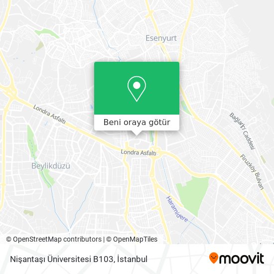 Nişantaşı Üniversitesi  B103 harita