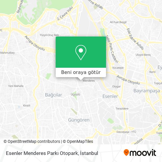Esenler Menderes Parkı Otopark harita