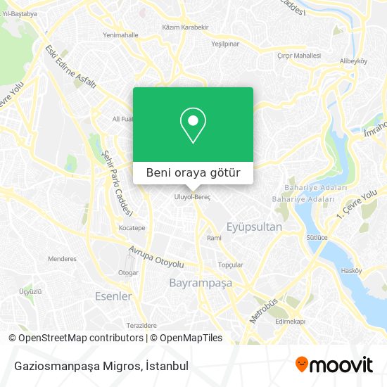 Gaziosmanpaşa Migros harita
