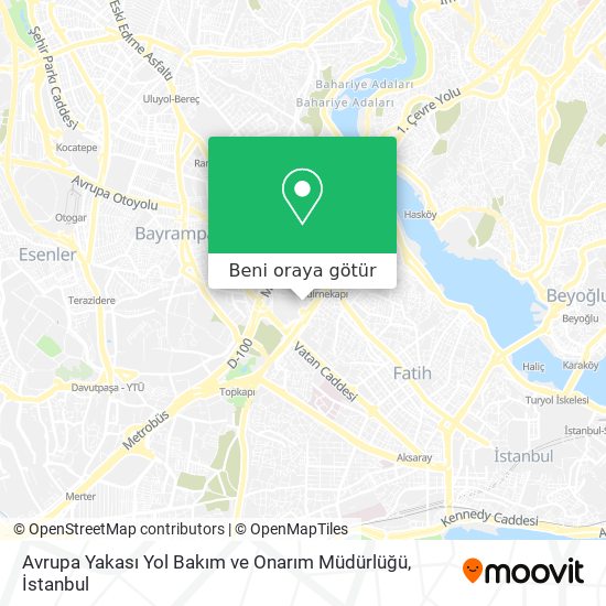Avrupa Yakası Yol Bakım ve Onarım Müdürlüğü harita