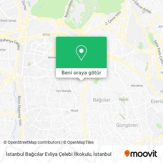 İstanbul Bağcılar Evliya Çelebi İlkokulu harita