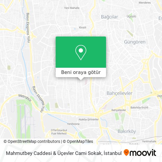 Mahmutbey Caddesi & Üçevler Cami Sokak harita