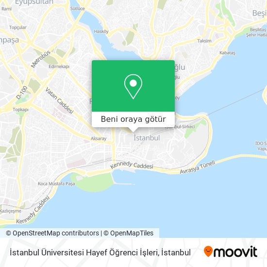 İstanbul Üniversitesi Hayef Öğrenci İşleri harita