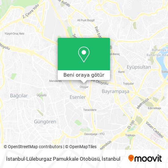 İstanbul-Lüleburgaz Pamukkale Otobüsü harita