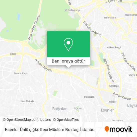 Esenler Ünlü çiğköfteci Müslüm Boztaş harita