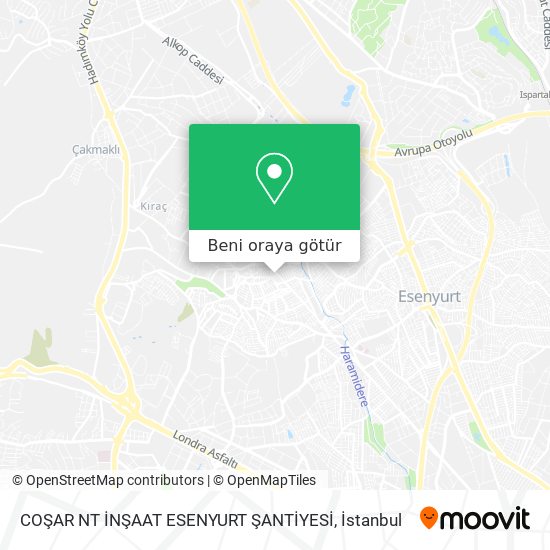 COŞAR NT İNŞAAT ESENYURT ŞANTİYESİ harita