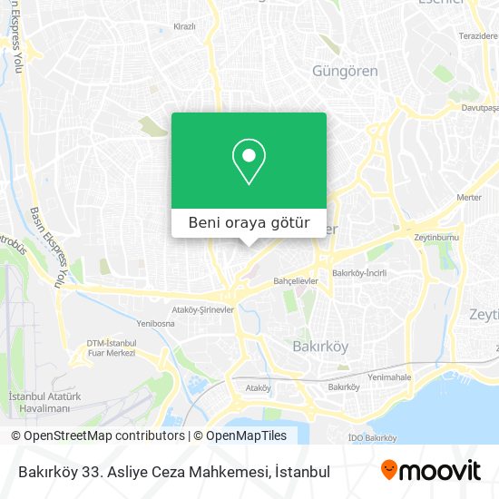 Bakırköy 33. Asliye Ceza Mahkemesi harita