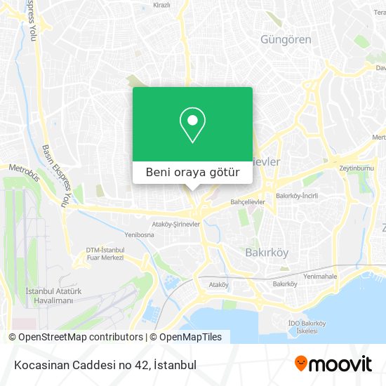 Kocasinan Caddesi no 42 harita