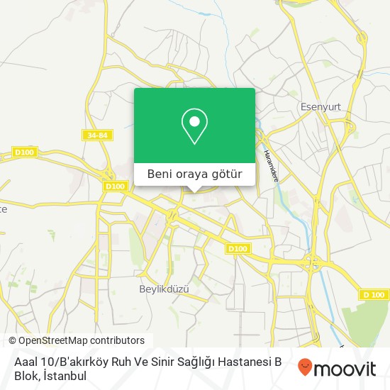 Aaal 10 / B'akırköy Ruh Ve Sinir Sağlığı Hastanesi B Blok harita