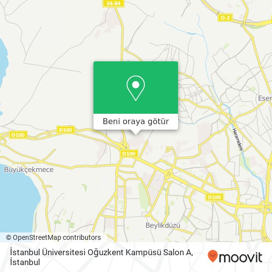 İstanbul Üniversitesi Oğuzkent Kampüsü Salon A harita