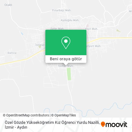 Özel Gözde Yükseköğretim Kız Öğrenci Yurdu Nazilli harita
