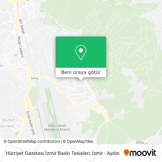 Hürriyet Gazetesi İzmir Baskı Tesisleri harita