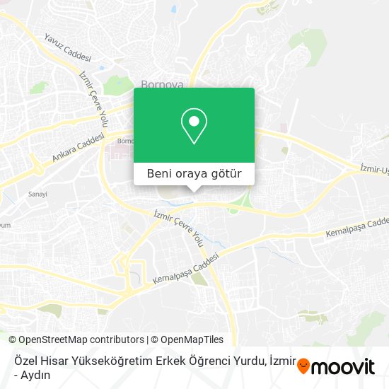 Özel Hisar Yükseköğretim Erkek Öğrenci Yurdu harita
