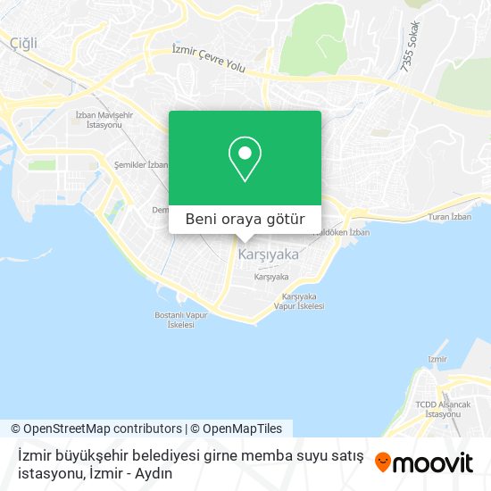 İzmir büyükşehir belediyesi girne memba suyu satış istasyonu harita