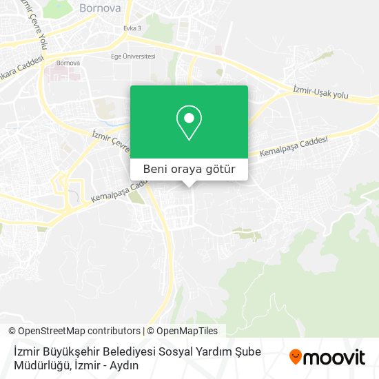 İzmir Büyükşehir Belediyesi Sosyal Yardım Şube Müdürlüğü harita