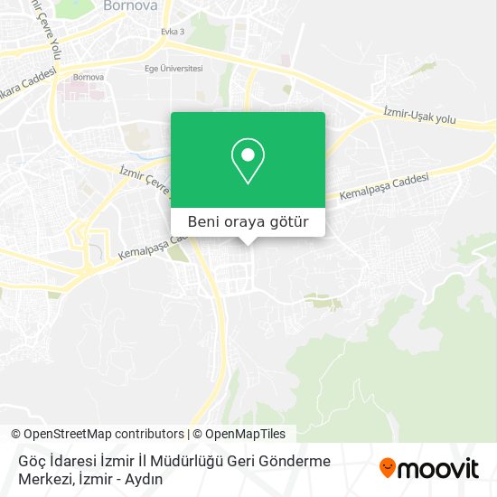 Göç İdaresi İzmir İl Müdürlüğü Geri Gönderme Merkezi harita