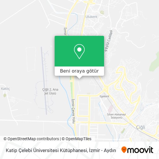 Katip Çelebi Üniversitesi Kütüphanesi harita