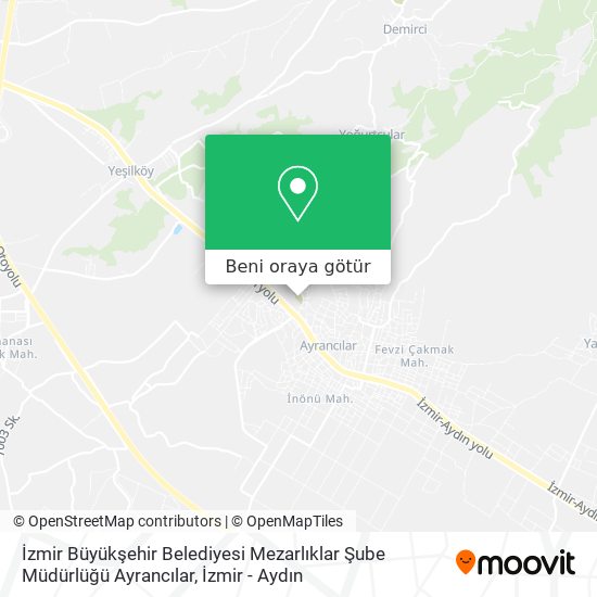 İzmir Büyükşehir Belediyesi Mezarlıklar Şube Müdürlüğü Ayrancılar harita