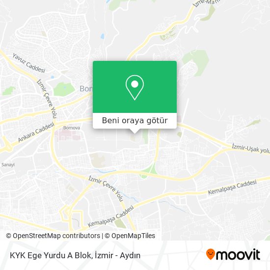 KYK Ege Yurdu A Blok harita