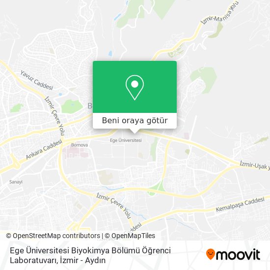 Ege Üniversitesi Biyokimya Bölümü Öğrenci Laboratuvarı harita