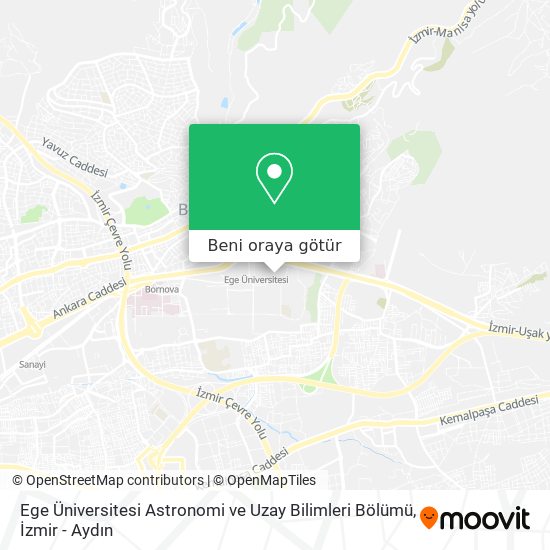 Ege Üniversitesi Astronomi ve Uzay Bilimleri Bölümü harita