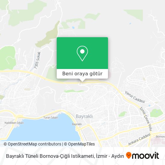 Bayraklı Tüneli Bornova-Çiğli Istikameti harita