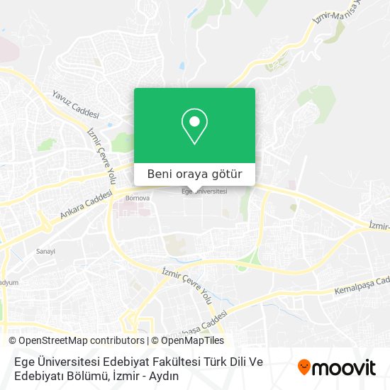 Ege Üniversitesi Edebiyat Fakültesi Türk Dili Ve Edebiyatı Bölümü harita