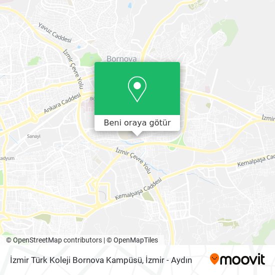 İzmir Türk Koleji Bornova Kampüsü harita