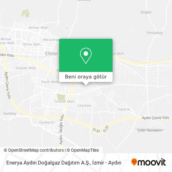 Enerya Aydın Doğalgaz Dağıtım A.Ş. harita