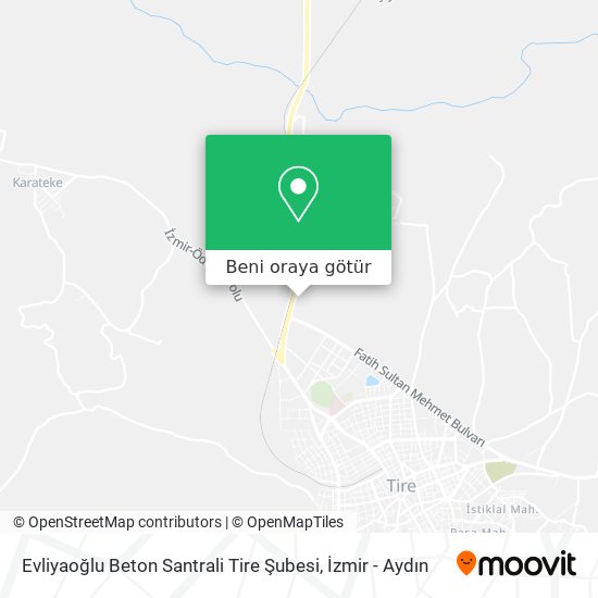 Evliyaoğlu Beton Santrali Tire Şubesi harita