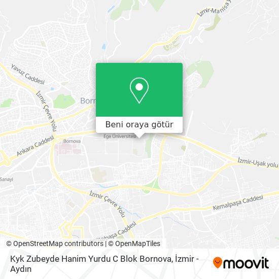 Kyk Zubeyde Hanim Yurdu C Blok Bornova harita