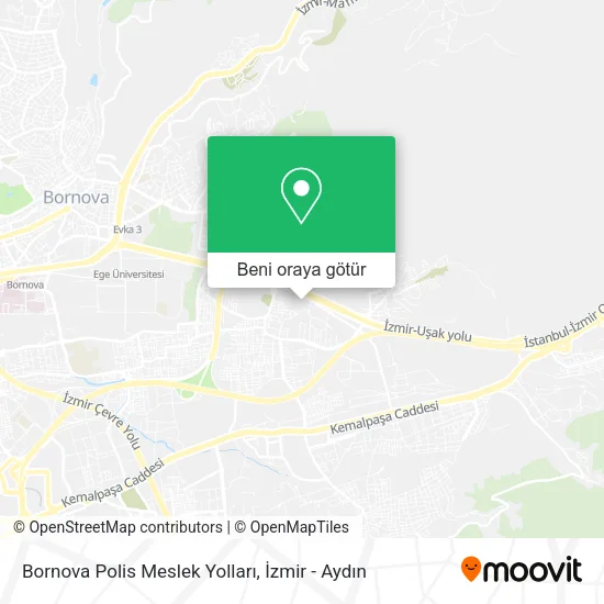 Bornova Polis Meslek Yolları harita