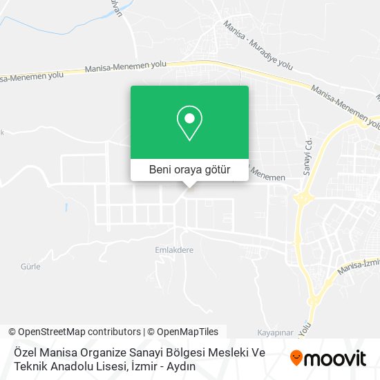 Özel Manisa Organize Sanayi Bölgesi Mesleki Ve Teknik Anadolu Lisesi harita