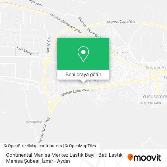 Continental Manisa Merkez Lastik Bayi - Batı Lastik Manisa Şubesi harita