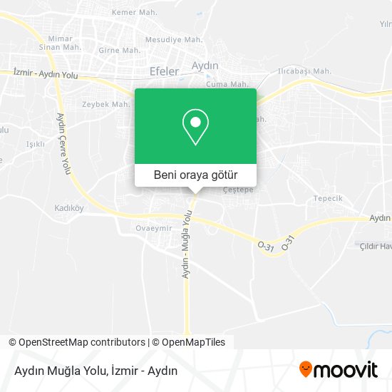 Aydın Muğla Yolu harita