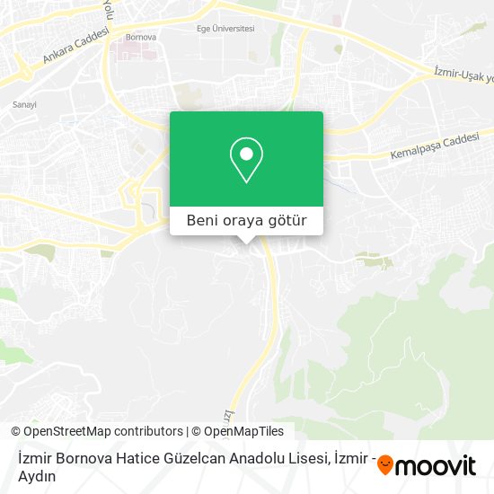 İzmir Bornova Hatice Güzelcan Anadolu Lisesi harita
