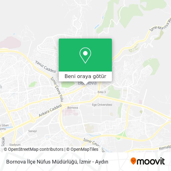 Bornova İlçe Nüfus Müdürlüğü harita