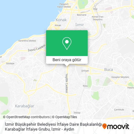 İzmir Büyükşehiir Belediyesi İtfaiye Daire Başkalanlığı Karabağlar İtfaiye Grubu harita