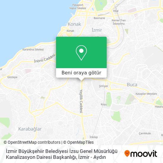 İzmir Büyükşehiir Belediyesi İzsu Genel Müsürlüğü Kanalizasyon Dairesi Başkanlığı harita