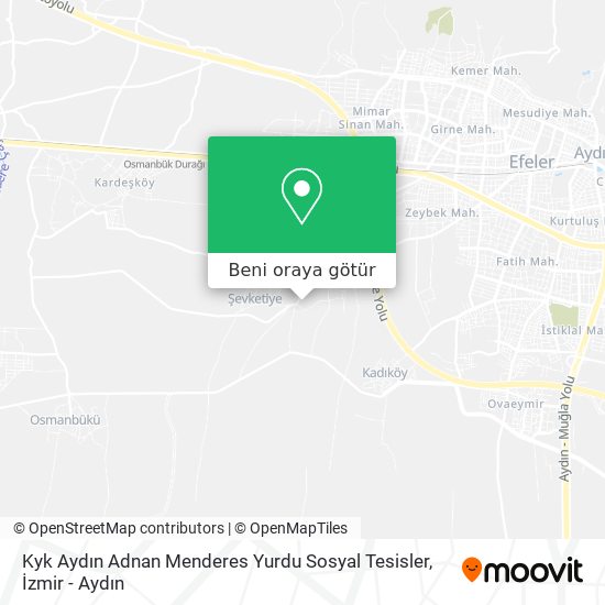 Kyk Aydın Adnan Menderes Yurdu Sosyal Tesisler harita