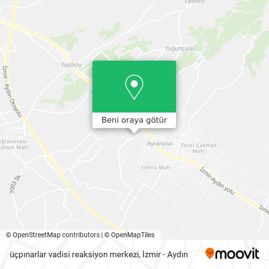 üçpınarlar vadisi reaksiyon merkezi harita