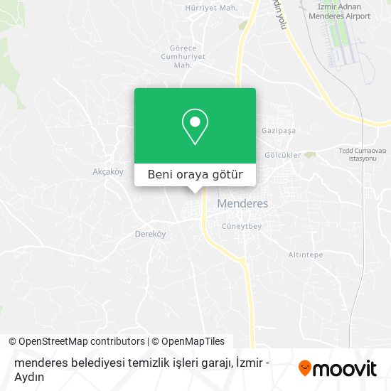menderes belediyesi temizlik işleri garajı harita
