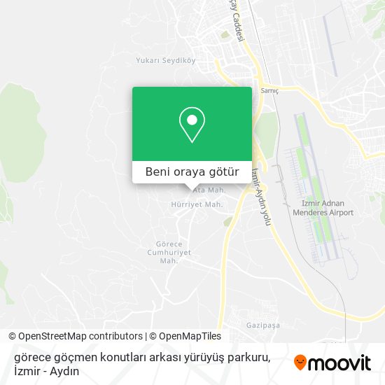 görece göçmen konutları arkası yürüyüş parkuru harita